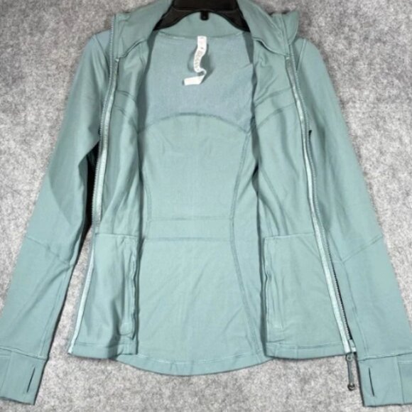 Lululemon Define Jacket Womens 6 Blue Green Luon Full Zip Thumbholes Pockets Gym - Picture 2 of 6